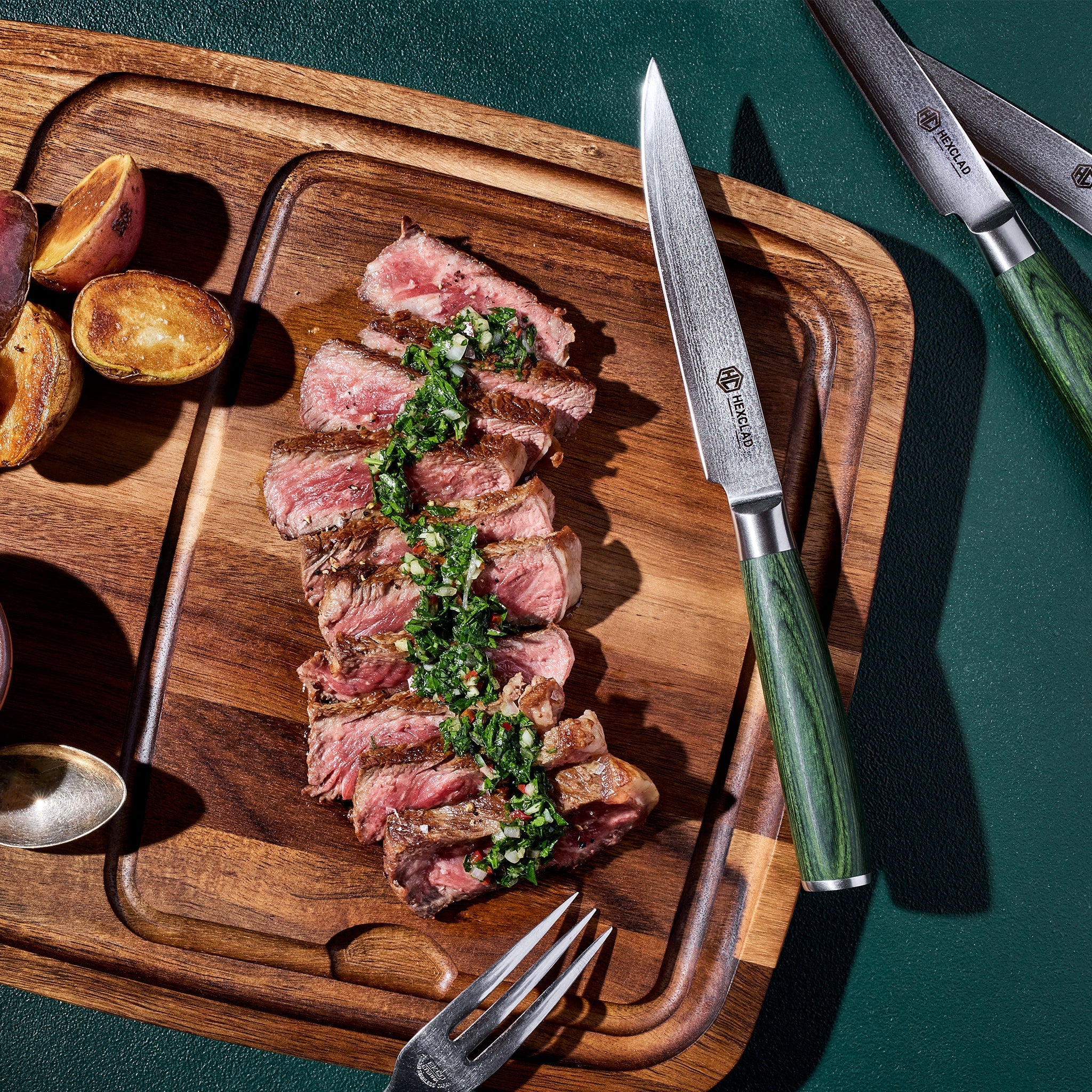 Steak Knife & Bistecca Plate Set, 8-pc (Green)