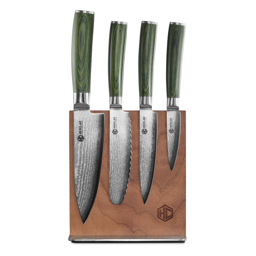 Damascus Steel Studio Knife Set, 5-pc (Green)