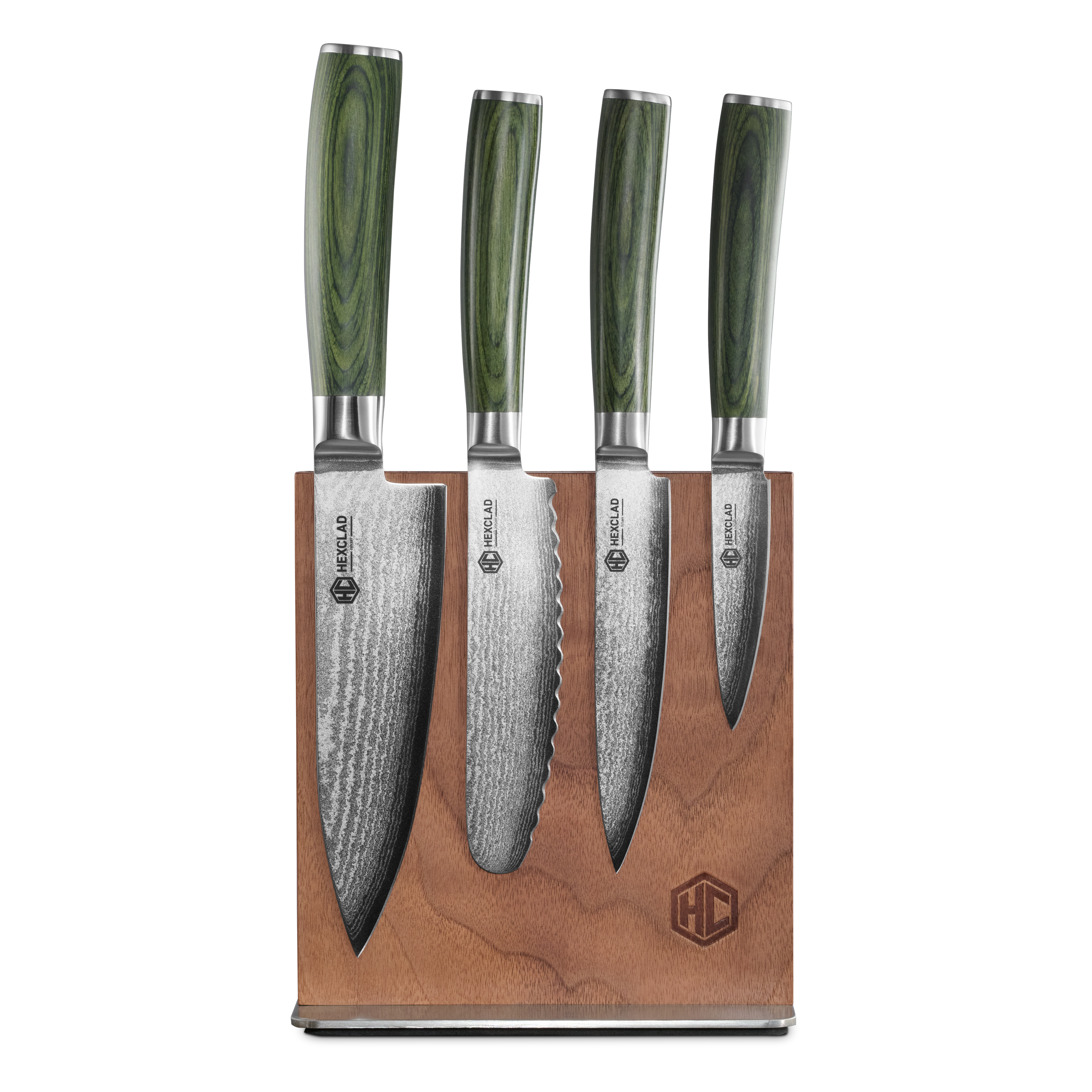 Damascus Steel Studio Knife Set, 5-pc (Green)